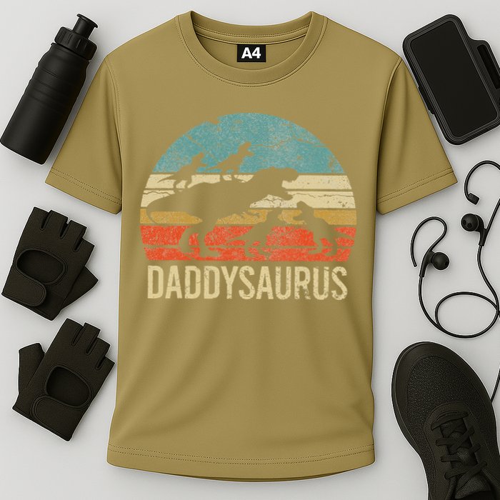 Daddy Dinosaur Daddysaurus 4 Four Gift For Father Day Cooling Performance Crew T-Shirt
