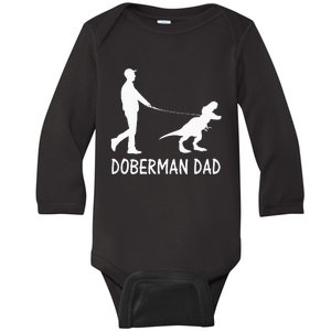 Doberman Dad Dobe Dinosaur Dobie Dog Owner Funny Fathers Day Baby Long Sleeve Bodysuit