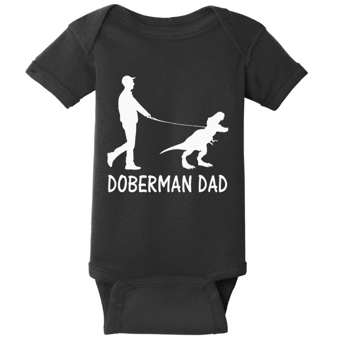 Doberman Dad Dobe Dinosaur Dobie Dog Owner Funny Fathers Day Baby Bodysuit