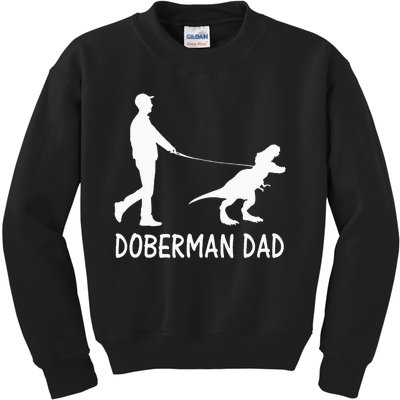 Doberman Dad Dobe Dinosaur Dobie Dog Owner Funny Fathers Day Kids Sweatshirt