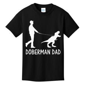 Doberman Dad Dobe Dinosaur Dobie Dog Owner Funny Fathers Day Kids T-Shirt