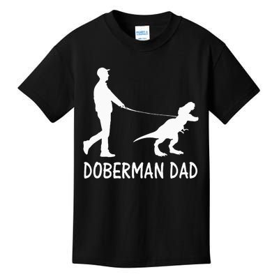 Doberman Dad Dobe Dinosaur Dobie Dog Owner Funny Fathers Day Kids T-Shirt