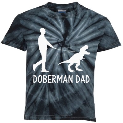 Doberman Dad Dobe Dinosaur Dobie Dog Owner Funny Fathers Day Kids Tie-Dye T-Shirt