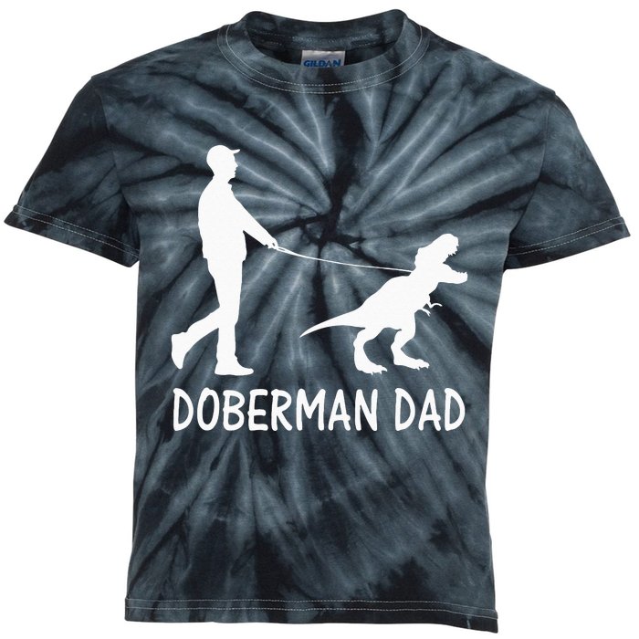 Doberman Dad Dobe Dinosaur Dobie Dog Owner Funny Fathers Day Kids Tie-Dye T-Shirt