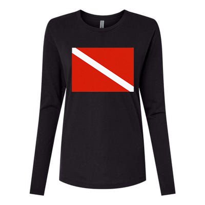 Diver Down Dive Flag Scuba Diving Flag Womens Cotton Relaxed Long Sleeve T-Shirt