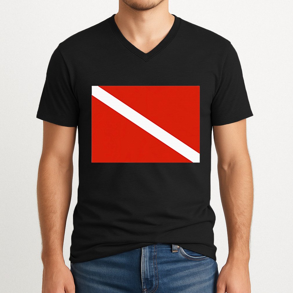 Diver Down Dive Flag Scuba Diving Flag V-Neck T-Shirt