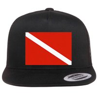 Diver Down Dive Flag Scuba Diving Flag Flat Bill Trucker Hat