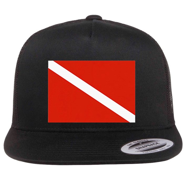 Diver Down Dive Flag Scuba Diving Flag Flat Bill Trucker Hat