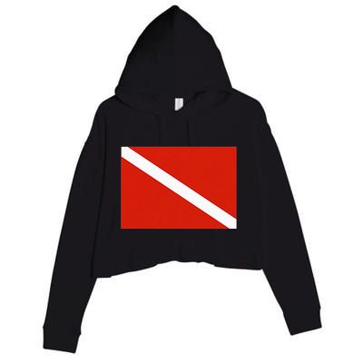 Diver Down Dive Flag Scuba Diving Flag Crop Fleece Hoodie