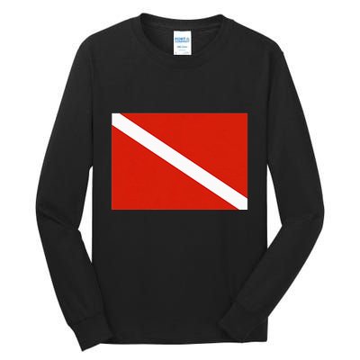 Diver Down Dive Flag Scuba Diving Flag Tall Long Sleeve T-Shirt