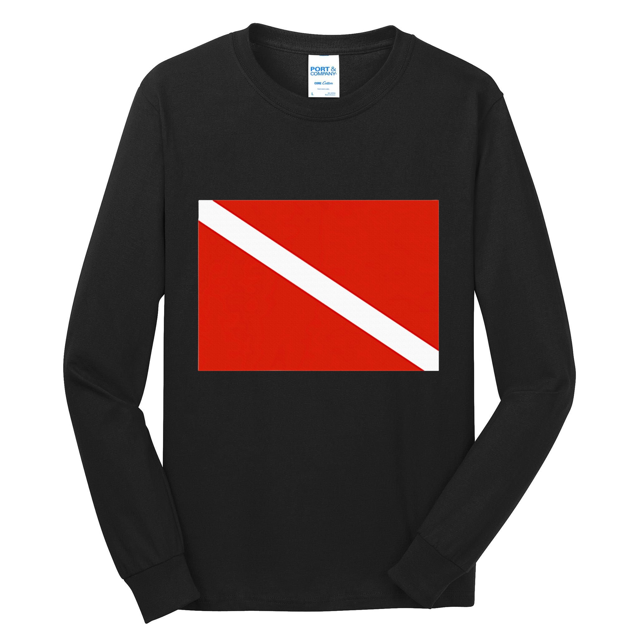 Diver Down Dive Flag Scuba Diving Flag Tall Long Sleeve T-Shirt