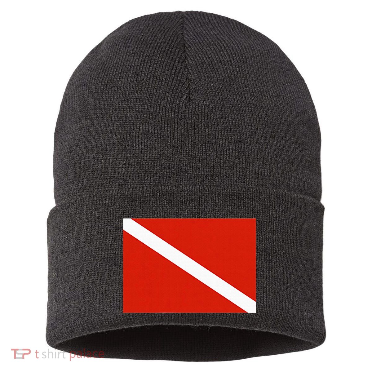 Diver Down Dive Flag Scuba Diving Flag Sustainable Knit Beanie