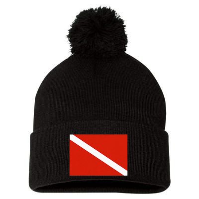 Diver Down Dive Flag Scuba Diving Flag Pom Pom 12in Knit Beanie
