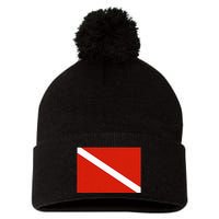 Diver Down Dive Flag Scuba Diving Flag Pom Pom 12in Knit Beanie
