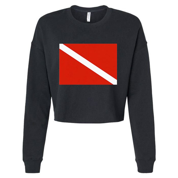 Diver Down Dive Flag Scuba Diving Flag Cropped Pullover Crew