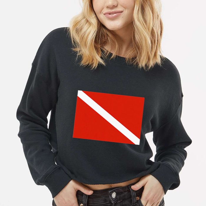 Diver Down Dive Flag Scuba Diving Flag Cropped Pullover Crew