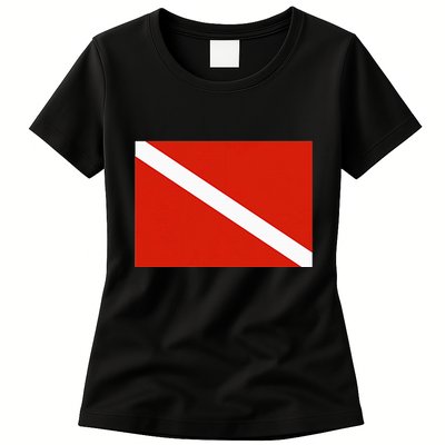 Diver Down Dive Flag Scuba Diving Flag Womens T-Shirt