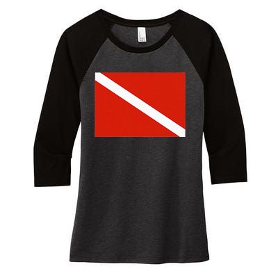 Diver Down Dive Flag Scuba Diving Flag Women's Tri-Blend 3/4-Sleeve Raglan Shirt