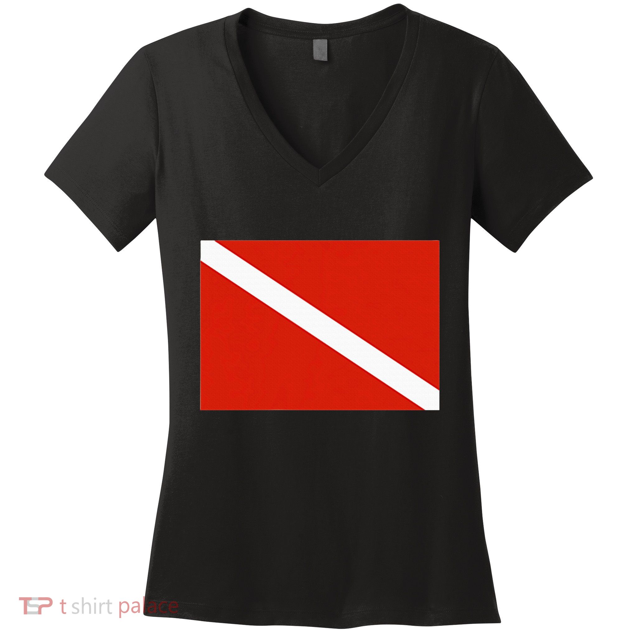 Diver Down Dive Flag Scuba Diving Flag Women's V-Neck T-Shirt