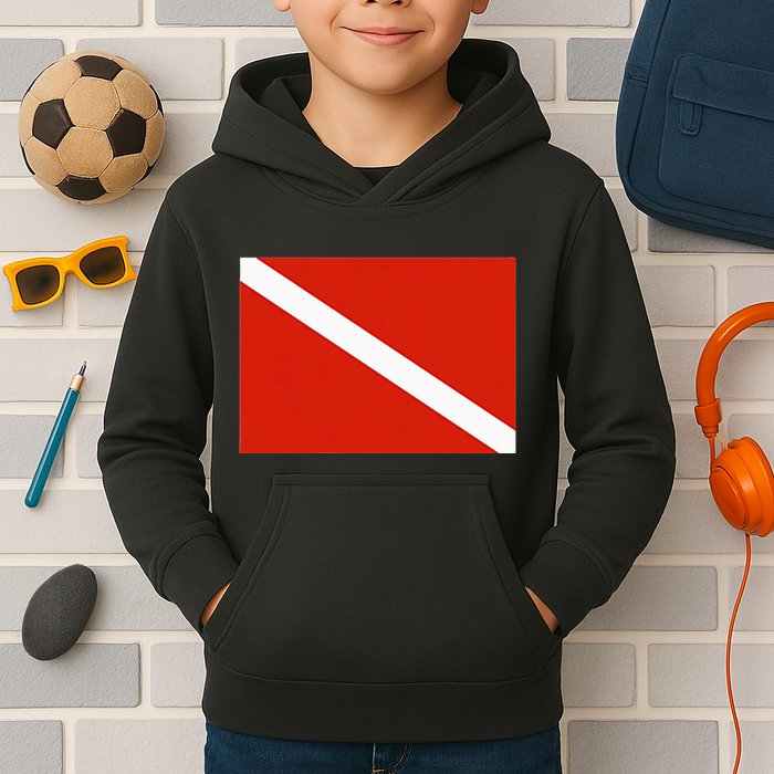 Diver Down Dive Flag Scuba Diving Flag Kids Hoodie