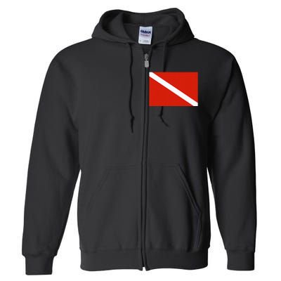 Diver Down Dive Flag Scuba Diving Flag Full Zip Hoodie