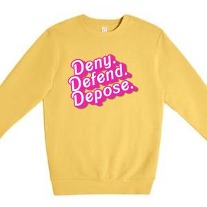 Deny Defend Depose Hot Pi Nk Doll Logo Luigi Mangione Premium Crewneck Sweatshirt