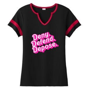 Deny Defend Depose Hot Pi Nk Doll Logo Luigi Mangione Ladies Halftime Notch Neck Tee