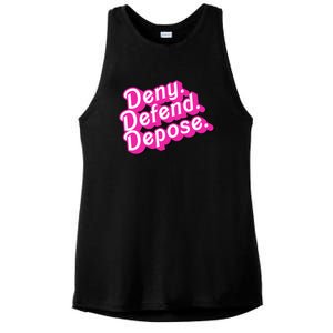 Deny Defend Depose Hot Pi Nk Doll Logo Luigi Mangione Ladies PosiCharge Tri-Blend Wicking Tank