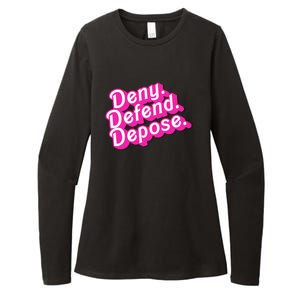 Deny Defend Depose Hot Pi Nk Doll Logo Luigi Mangione Womens CVC Long Sleeve Shirt