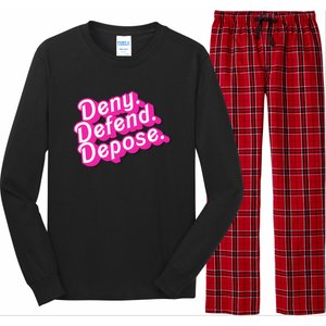 Deny Defend Depose Hot Pi Nk Doll Logo Luigi Mangione Long Sleeve Pajama Set