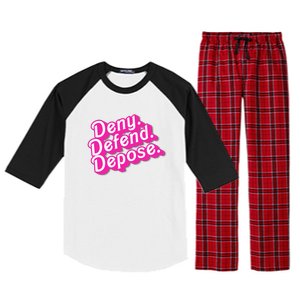 Deny Defend Depose Hot Pi Nk Doll Logo Luigi Mangione Raglan Sleeve Pajama Set