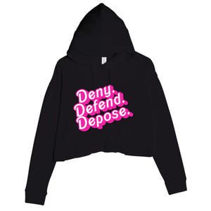 Deny Defend Depose Hot Pi Nk Doll Logo Luigi Mangione Crop Fleece Hoodie