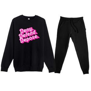 Deny Defend Depose Hot Pi Nk Doll Logo Luigi Mangione Premium Crewneck Sweatsuit Set