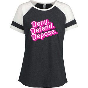 Deny Defend Depose Hot Pi Nk Doll Logo Luigi Mangione Enza Ladies Jersey Colorblock Tee