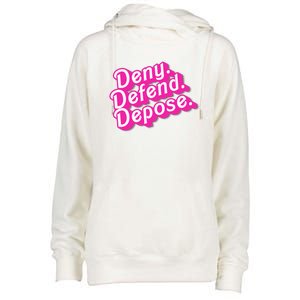 Deny Defend Depose Hot Pi Nk Doll Logo Luigi Mangione Womens Funnel Neck Pullover Hood