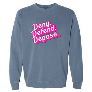 Deny Defend Depose Hot Pi Nk Doll Logo Luigi Mangione Garment-Dyed Sweatshirt