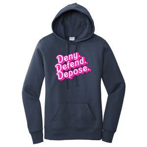 Deny Defend Depose Hot Pi Nk Doll Logo Luigi Mangione Women's Pullover Hoodie