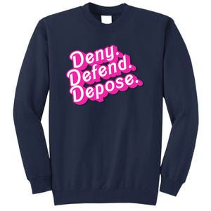 Deny Defend Depose Hot Pi Nk Doll Logo Luigi Mangione Tall Sweatshirt