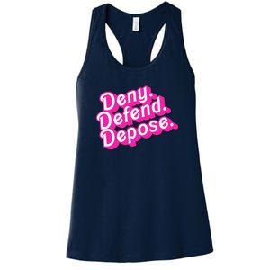 Deny Defend Depose Hot Pi Nk Doll Logo Luigi Mangione Women's Racerback Tank