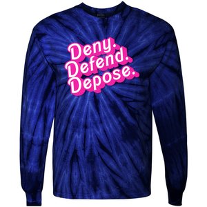 Deny Defend Depose Hot Pi Nk Doll Logo Luigi Mangione Tie-Dye Long Sleeve Shirt