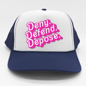 Deny Defend Depose Hot Pi Nk Doll Logo Luigi Mangione Trucker Hat