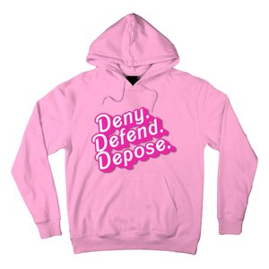 Deny Defend Depose Hot Pi Nk Doll Logo Luigi Mangione Hoodie