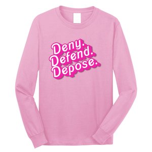 Deny Defend Depose Hot Pi Nk Doll Logo Luigi Mangione Long Sleeve Shirt