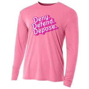 Deny Defend Depose Hot Pi Nk Doll Logo Luigi Mangione Cooling Performance Long Sleeve Crew