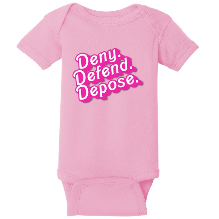 Deny Defend Depose Hot Pi Nk Doll Logo Luigi Mangione Baby Bodysuit