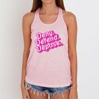 Deny Defend Depose Hot Pi Nk Doll Logo Luigi Mangione Women's Knotted Racerback Tank