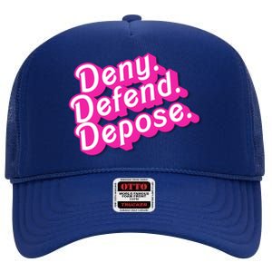 Deny Defend Depose Hot Pi Nk Doll Logo Luigi Mangione High Crown Mesh Back Trucker Hat