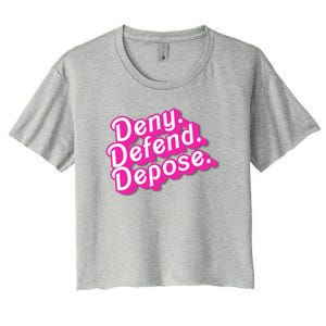 Deny Defend Depose Hot Pi Nk Doll Logo Luigi Mangione Women's Crop Top Tee