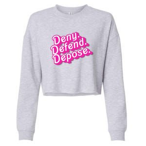 Deny Defend Depose Hot Pi Nk Doll Logo Luigi Mangione Cropped Pullover Crew