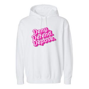 Deny Defend Depose Hot Pi Nk Doll Logo Luigi Mangione Garment-Dyed Fleece Hoodie